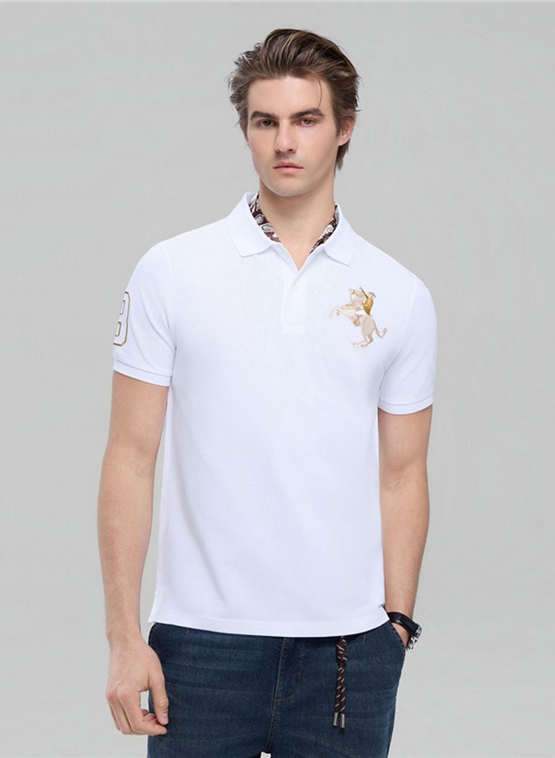 GIORDANO Men’s Slim Fit Napoleon Embroidery Lycra Pique Polo - Image 1
